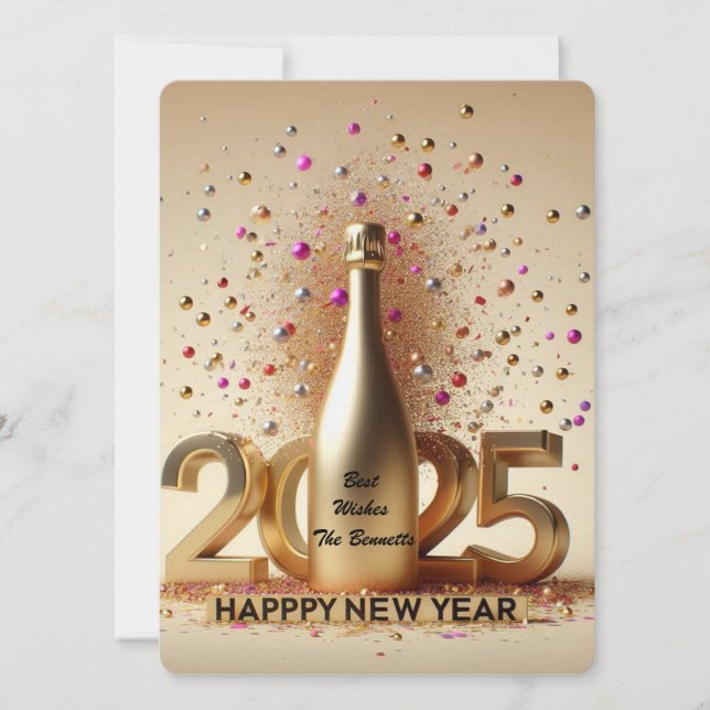 Cartes Pour Fêtes Annuelles Nouvel An Voeux d'or (Devant)