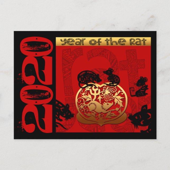 Cartes Pour Fêtes Annuelles Nouvel anniversaire du Zodiac Année chinoise du Ra (Devant)