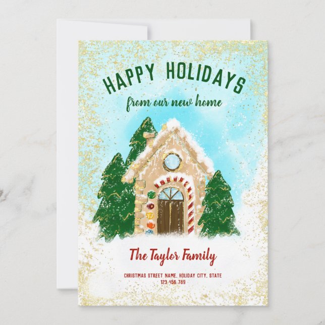 Cartes Pour Fêtes Annuelles Nouvelle Accueil Joyeuses Fêtes Noël Gingerbread (Devant)