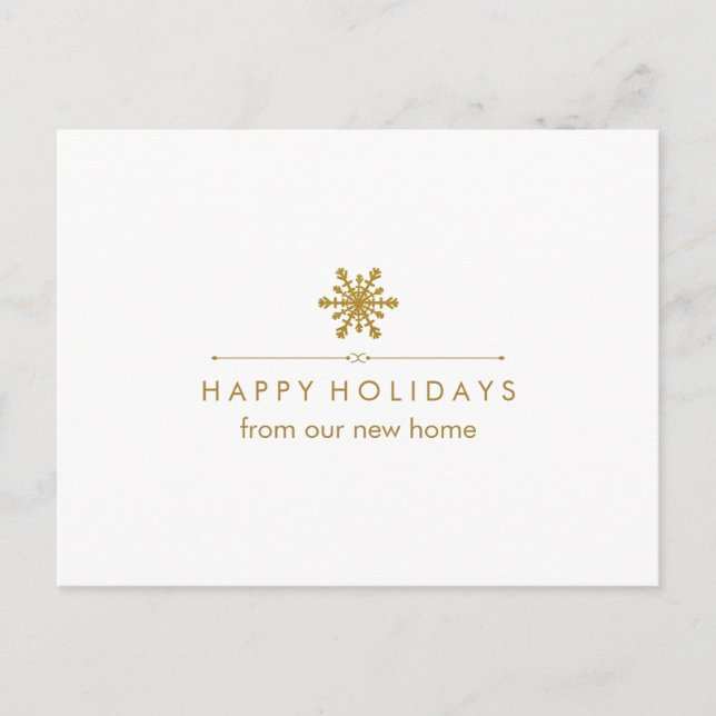 Cartes Pour Fêtes Annuelles Nouvelle adresse à Noël Glam Gold Snowflake (Devant)