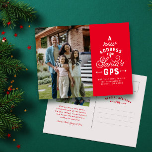 Cartes Pour Fêtes Annuelles Nouvelle adresse deux photo rouge Noël