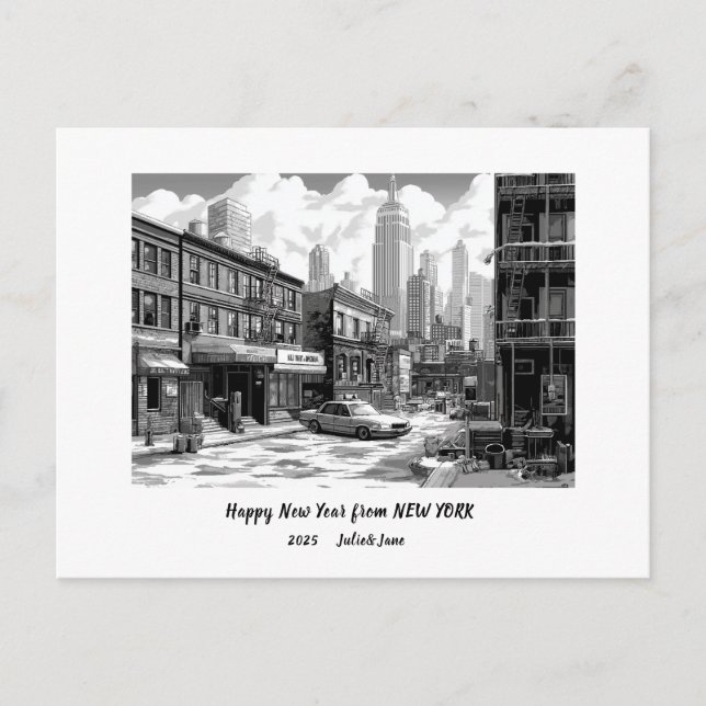Cartes Pour Fêtes Annuelles Nouvelle Année Personnalisée 2025 New York (Devant)