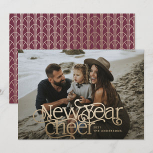 Cartes Pour Fêtes Annuelles Nouvelle année Photo Art déco typographie or borde