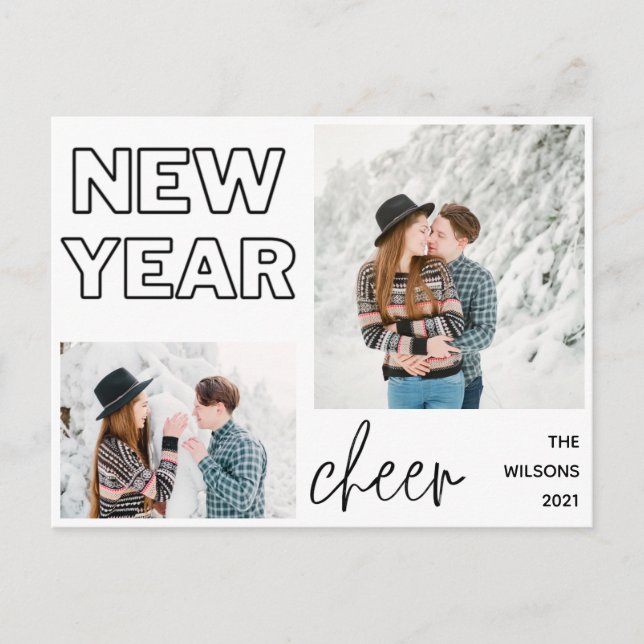 Cartes Pour Fêtes Annuelles nouvelle année, souriante élégante photo multi (Devant)