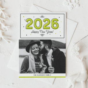 Cartes Pour Fêtes Annuelles Nouvelle année typographie verte géométrique photo