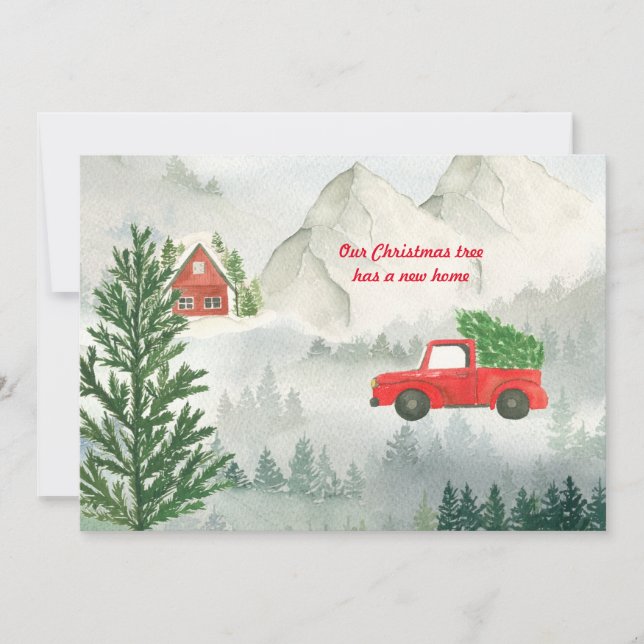 Cartes Pour Fêtes Annuelles Nouvelle maison Camion rouge Aquarelle Appartement (Devant)