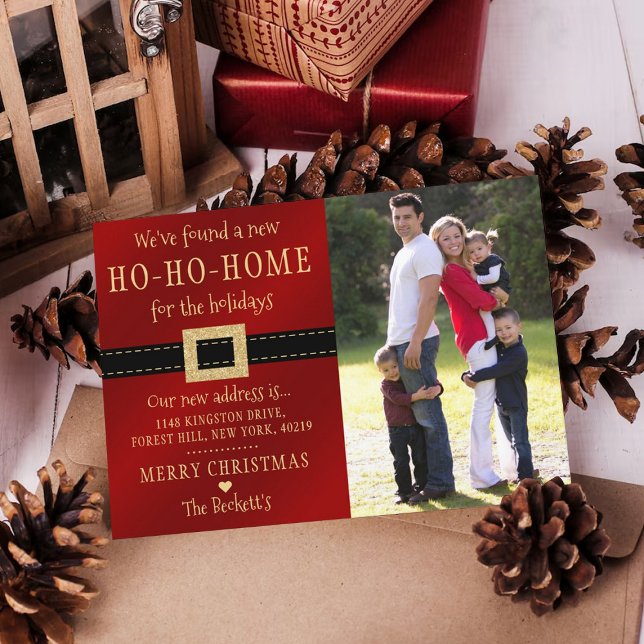 Cartes Pour Fêtes Annuelles Nouvelle Maison Ho Ho Pour Vacances Moving Photo (Créateur téléchargé)