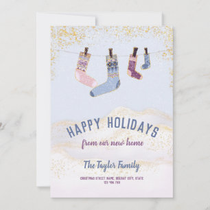 Cartes Pour Fêtes Annuelles Nouvelle maison Joyeuses vacances Chaussettes de N