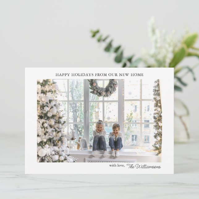 Cartes Pour Fêtes Annuelles Nouvelle maison moderne Adresse Noël Photo (Debout devant)