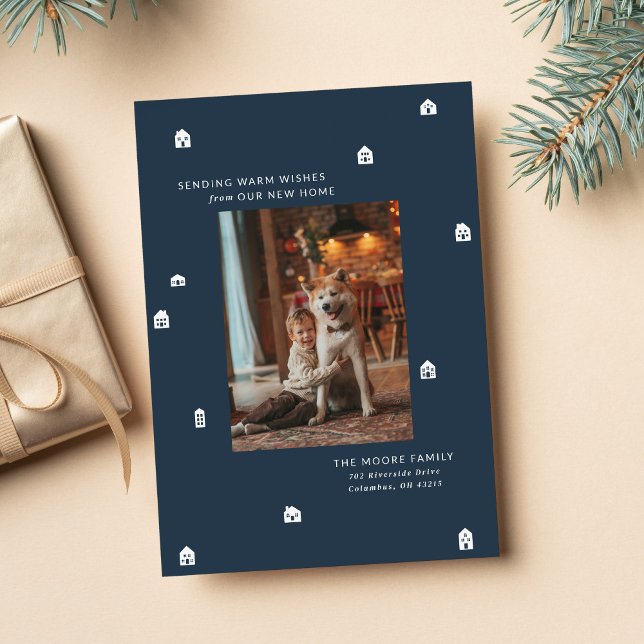 Cartes Pour Fêtes Annuelles Nouvelle maison moderne deux photo marine Noël (Créateur téléchargé)