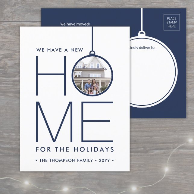 Cartes Pour Fêtes Annuelles Nouvelle maison Ornement de Noël Photo Marine Bleu (Créateur téléchargé)