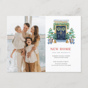 Cartes Pour Fêtes Annuelles Nouvelle maison Porte de Noël Moving Photo
