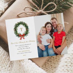 Cartes Pour Fêtes Annuelles Nouvelle maison pour la couronne de Noël de monogr