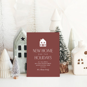 Cartes Pour Fêtes Annuelles Nouvelle maison pour les vacances classique marron