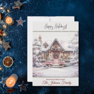 Cartes Pour Fêtes Annuelles Nouvelle maison pour les vacances hiver scène aqua