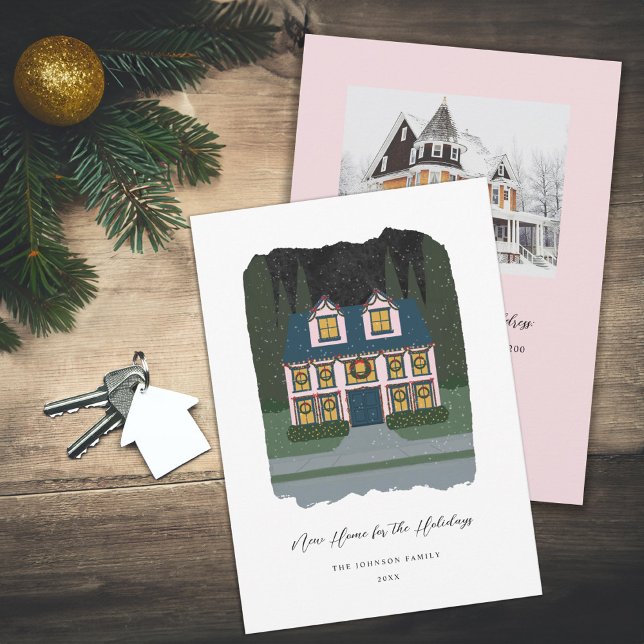 Cartes Pour Fêtes Annuelles Nouvelle maison pour les vacances Illustré (Créateur téléchargé)