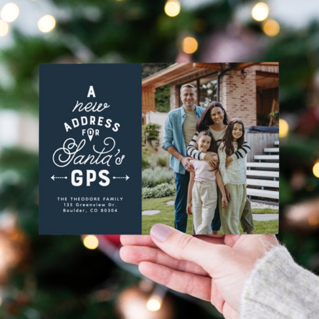 Cartes Pour Fêtes Annuelles Nouvelle maison quatre photo marine bleu Noël (Créateur téléchargé)