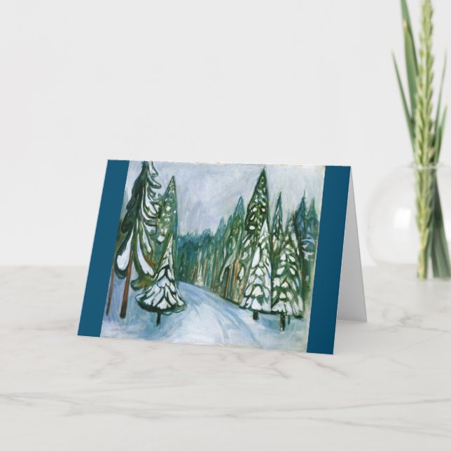 Cartes Pour Fêtes Annuelles Nouvelle neige, par Munch, Art (Devant)