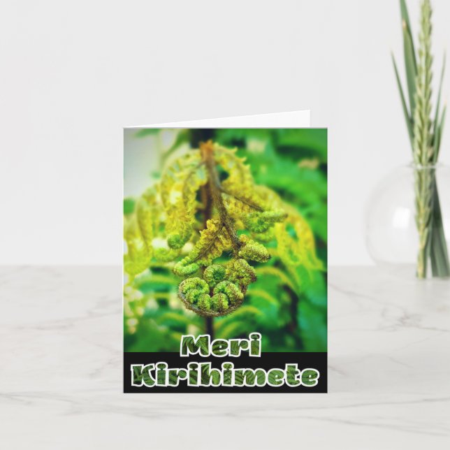 CARTES POUR FÊTES ANNUELLES NOUVELLE-ZÉLANDE NOËL FERN KIWI MERI KIRIHIMETE (Devant)