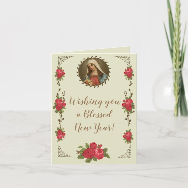 Cartes Pour Fêtes Annuelles Nouvelles années d'écriture sainte bénie de mère (Devant)