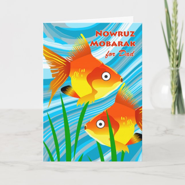 Cartes Pour Fêtes Annuelles Nowruz Mobarak, Nouvel An persan pour papa, Poisso (Devant)