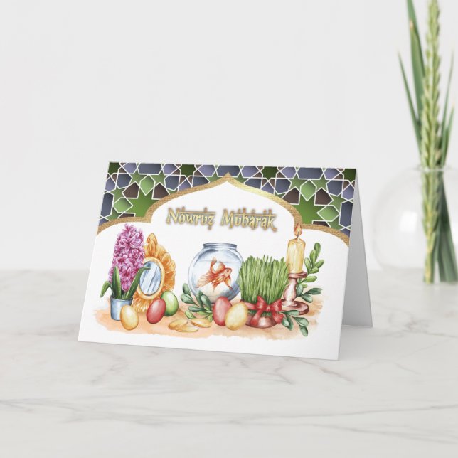 Cartes Pour Fêtes Annuelles Nowruz Moubarak. Nouvel An perse (Devant)