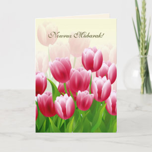 Cartes Pour Fêtes Annuelles Nowruz Moubarak. Tulipes du printemps Nouvel An pe