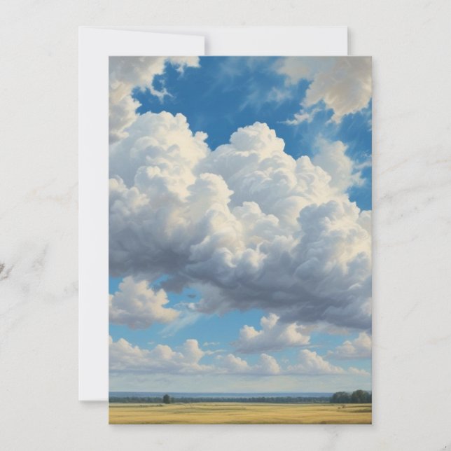 Cartes Pour Fêtes Annuelles Nuages Blancs et Ciel Bleu Clair (Devant)