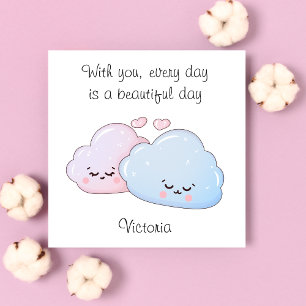 Cartes Pour Fêtes Annuelles Nuages Kawaii mignons