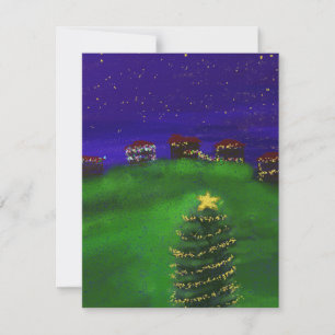 Cartes Pour Fêtes Annuelles nuit bleu foncé sapin de Noël