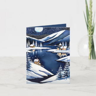 Cartes Pour Fêtes Annuelles Nuit de Noël étoilée silencieuse au lac Mountain