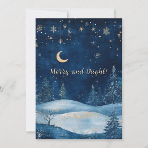 Cartes Pour Fêtes Annuelles Nuit d'hiver Aquarelle Noël