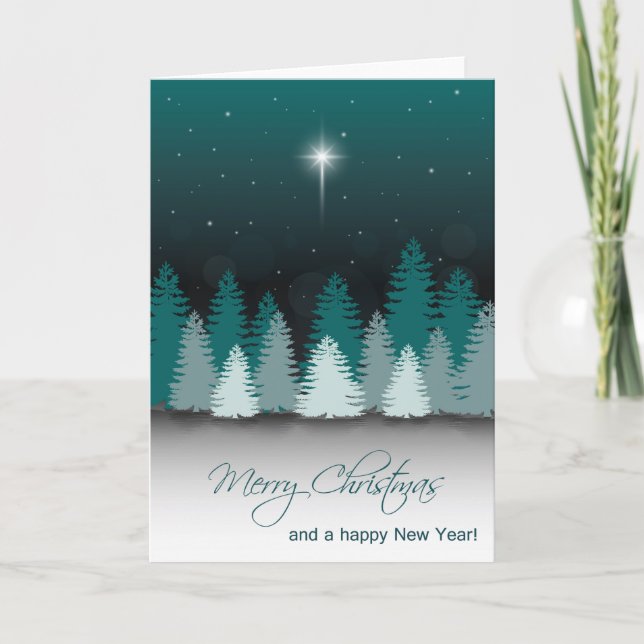 Cartes Pour Fêtes Annuelles Nuit d'hiver avec étoile de Bethléem (Devant)