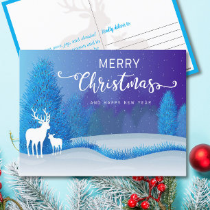 Cartes Pour Fêtes Annuelles Nuit d'hiver paisible Reindeers Noël