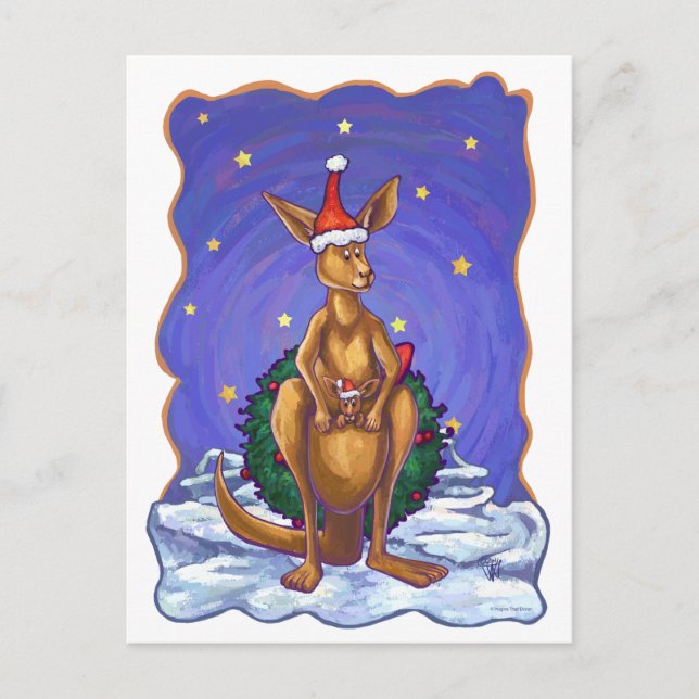Cartes Pour Fêtes Annuelles Nuit étoilée de Noël Kangaroo (Devant)