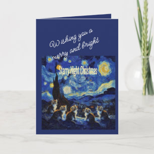 Cartes Pour Fêtes Annuelles Nuit étoilée de Noël Van Gogh amoureux des chats