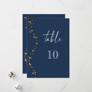 Cartes Pour Fêtes Annuelles Nuit étoilée moderne 5x7 Mariage bleu Numéro de ta