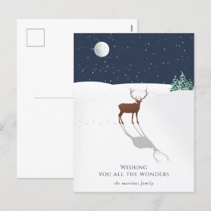 Cartes Pour Fêtes Annuelles Nuit paisible Noël Merveilles Cerfs étoiles Marine