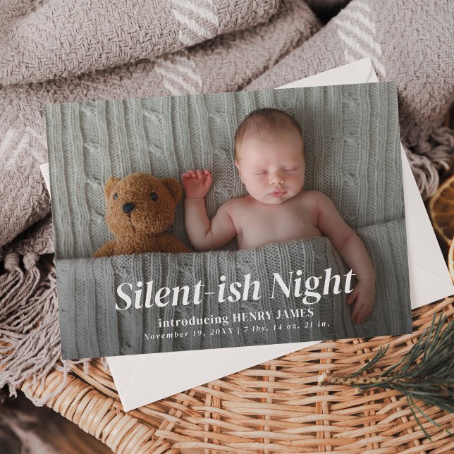 Cartes Pour Fêtes Annuelles Nuit Silencieuse Moderne photo complète naissance  (Créateur téléchargé)