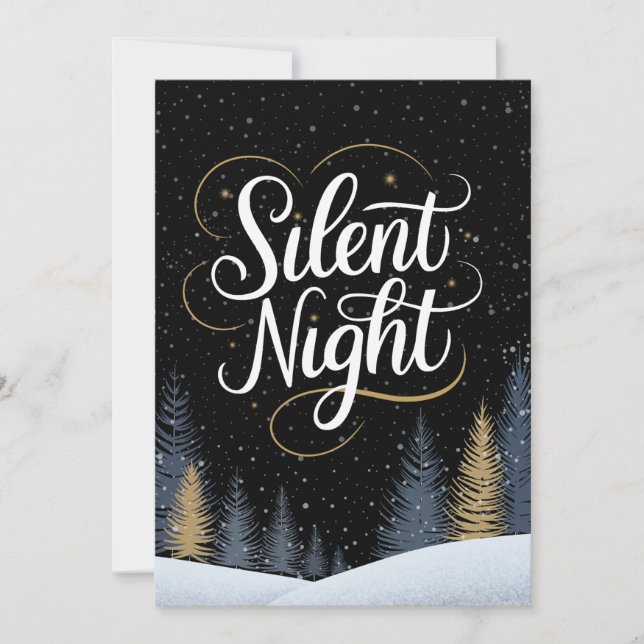 Cartes Pour Fêtes Annuelles Nuit silencieuse Noir et Or Non-Denominational (Devant)