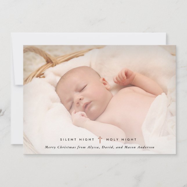Cartes Pour Fêtes Annuelles Nuit silencieuse, Nuit Sainte | Croix et photo (Devant)