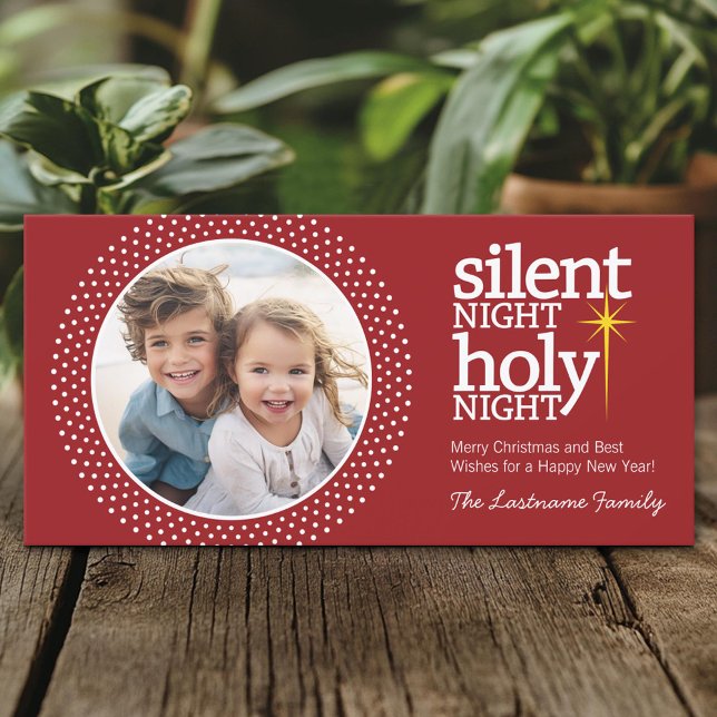 Cartes Pour Fêtes Annuelles Nuit silencieuse, Nuit Sainte Noël chrétien (Create A Personal Holiday Photo Card)