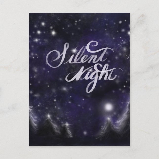 Cartes Pour Fêtes Annuelles Nuit silencieuse - romantique Fête de neige (Devant)