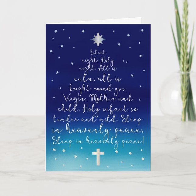Cartes Pour Fêtes Annuelles Nuit silencieuse Saint Nuit Noël chrétien (Devant)