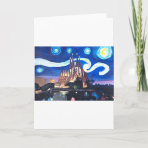 Cartes Pour Fêtes Annuelles Nuits étoilées à Sagrada Familia à Barcelone