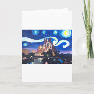 Cartes Pour Fêtes Annuelles Nuits étoilées à Sagrada Familia à Barcelone