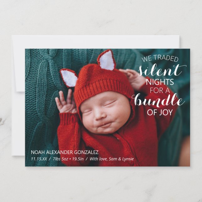 Cartes Pour Fêtes Annuelles Nuits silencieuses échangées pour un paquet de joi (Devant)