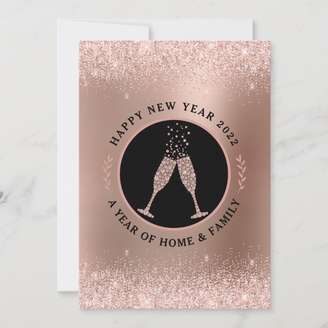 Cartes Pour Fêtes Annuelles Numérologie or rose Prédiction Nouvel An 2022 (Devant)