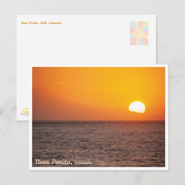 Cartes Pour Fêtes Annuelles Nusa Penida Golden Sunset Postcard (Devant / Derrière)