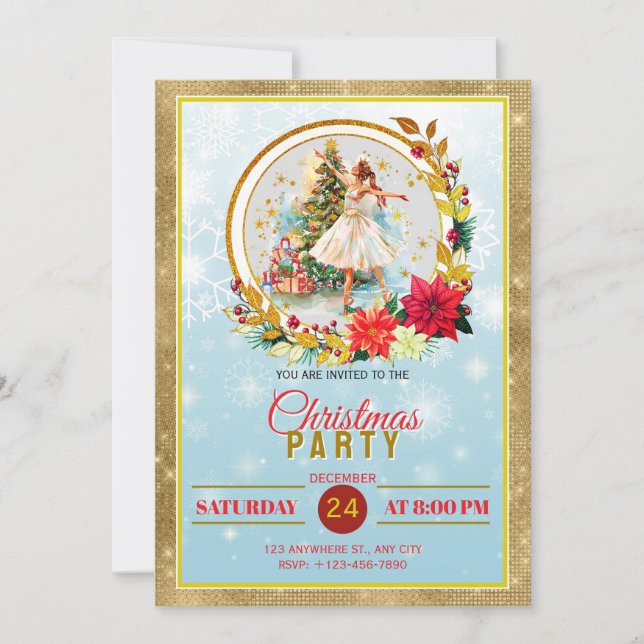 Cartes Pour Fêtes Annuelles Nutcracker Ballet Ballerina - Christmas Party (Devant)